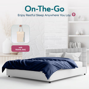 Sleepgram Supima 400 Thread Count Cotton Duvet Cover w/ Travel Bag, Twin, Blue