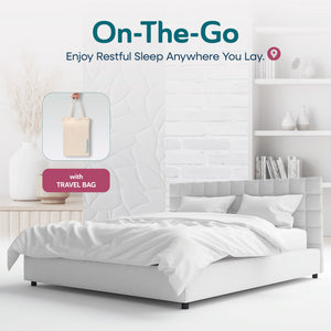 Sleepgram Supima 400 Thread Count Cotton Duvet Cover w/ Travel Bag, Queen, White