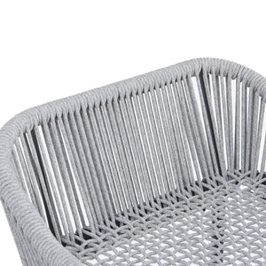 Light Gray Rope Outdoor Bar Stool Set with UV Resistance - Set of 2