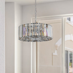 17' Chrome Crystal Pendant Chandelier with Adjustable Height - Transparent