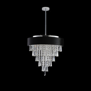 18-Inch Modern Crystal Chandelier with Black Velvet Shade - Transparent