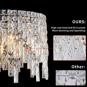 24" Round Silver Crystal Chandelier with K9 Crystals - Chrome