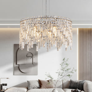 24" Round Silver Crystal Chandelier with K9 Crystals - Chrome