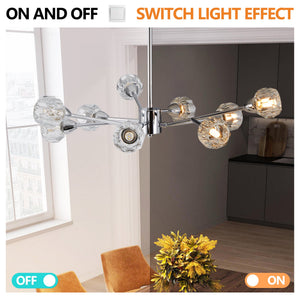 28" Modern Crystal Chandelier with 9 Lights - Chrome
