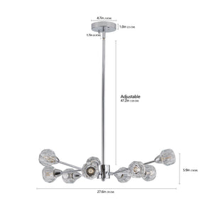 28" Modern Crystal Chandelier with 9 Lights - Chrome