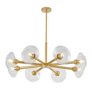 36" Modern Gold 8-Light Sputnik Chandelier with Clear Glass Shades - Gold