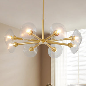 36" Modern Gold 8-Light Sputnik Chandelier with Clear Glass Shades - Gold