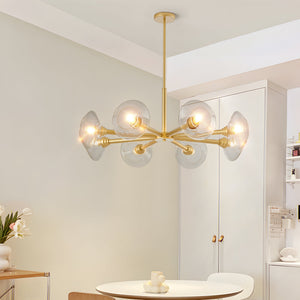 36" Modern Gold 8-Light Sputnik Chandelier with Clear Glass Shades - Gold