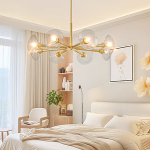 36" Modern Gold 8-Light Sputnik Chandelier with Clear Glass Shades - Gold