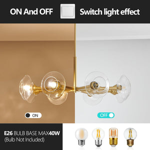 36" Modern Gold 8-Light Sputnik Chandelier with Clear Glass Shades - Gold