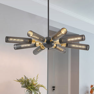 Modern Industrial Sputnik 8-Light Chandelier with Adjustable Height - Black