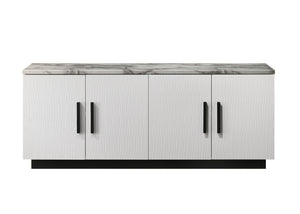 Matilda Cabinet Console Table with White Faux Marble Top - Black Base
