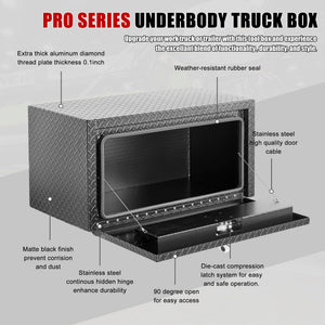 Pro Series Underbody Truck Tool Box with Waterproof Storage - Black