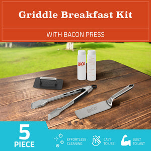 Loco Cookers 5 Piece Griddle Breakfast Cooking Accessory Kit with Bacon Press
