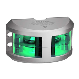 Lopolight Series 200-018 - Double Stacked Navigation Light - 2NM - Vertical Mount - Green - Silver Housing - TRAPSKI