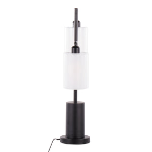 Cannes Contemporary Table Lamp with Adjustable White Shades – Black Metal
