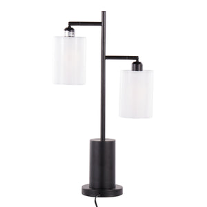 Cannes Contemporary Table Lamp with Adjustable White Shades – Black Metal