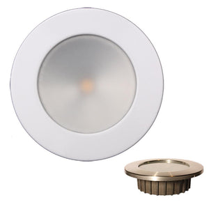 Lunasea Gen3 Warm White, RGBW Full Color 3.5 IP65 Recessed Light w/White Stainless Steel Bezel - 12VDC - TRAPSKI