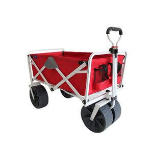 Mac Sports Collapsible Folding All Terrain Outdoor Beach Utility Wagon Cart, Red - TRAPSKI