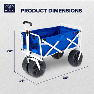 Mac Sports Collapsible Folding All Terrain Outdoor Utility Wagon Cart, Blue