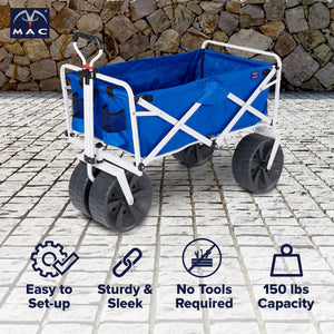 Mac Sports Collapsible Folding All Terrain Outdoor Utility Wagon Cart, Blue