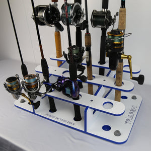 Made in the USA Fishing Rod Rack | 12 Pole Waterproof Wash-down | Dock, Garage, Boat, Storage - TRAPSKI