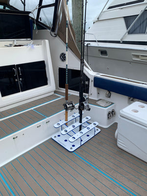 Made in the USA Fishing Rod Rack | 12 Pole Waterproof Wash-down | Dock, Garage, Boat, Storage - TRAPSKI