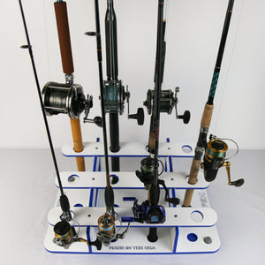 Made in the USA Fishing Rod Rack | 12 Pole Waterproof Wash-down | Dock, Garage, Boat, Storage - TRAPSKI