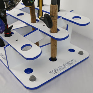 Made in the USA Fishing Rod Rack | 12 Pole Waterproof Wash-down | Dock, Garage, Boat, Storage - TRAPSKI