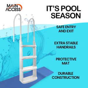 Main Access 200200 Easy Incline Above Ground In-Pool Swimming Pool Ladder w/ Mat