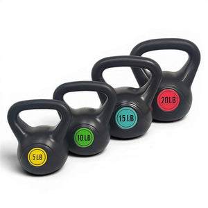 BalanceFrom Fitness Home Gym Vinyl Coated Solid Cast Iron Kettlebell Weight Set
