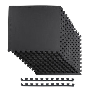 BalanceFrom Fitness 48 Sq Ft Interlocking EVA Foam Exercise Mat Tiles, Black