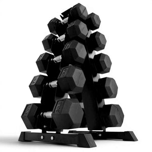 BalanceFrom Signature Alloy Steel Rubber Encased Hex Dumbbell Set, Black