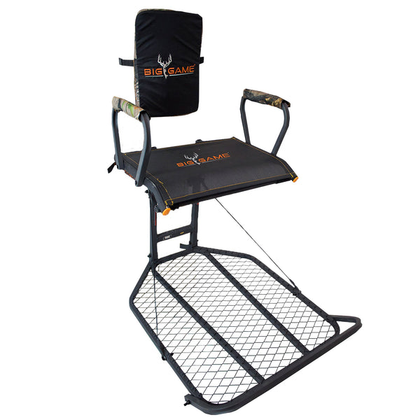 Big Game Captain XC Steel Hang-On Treestand with 20 x 30 Flip-Back Seat, Black