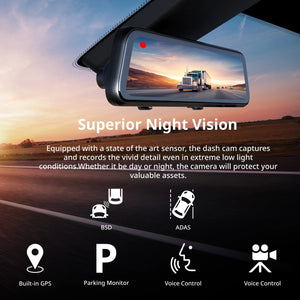 Rexing M1 Pro 2K Dual Mirror Dash Cam 1440p (Front) + 1080p (Rear)
