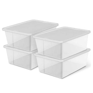 Homz 12 Qt Snaplock Clear Plastic Storage Container Bin with Secure Lid, 4 Pack