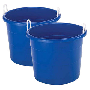 Homz 18 Gal Plastic Open Storage Round Utility Tub with Handles, Blue (4 Pack)
