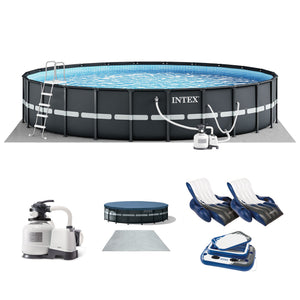 Intex 24' x 52" Ultra XTR Frame Pool, 2 Floating Loungers and Mega Chill Cooler