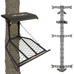 Muddy The Boss Hang On Hunting Tree Stand & Hawk Helium Set of 3 Climbing Sticks