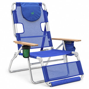 Ostrich The Altitude 3N1 High Back Outdoor Beach Lounge Chair w/Footrest, Blue