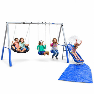 XDP Recreation Aqua Play Outdoor Park with Super Disc Swing and Water Wave Slide