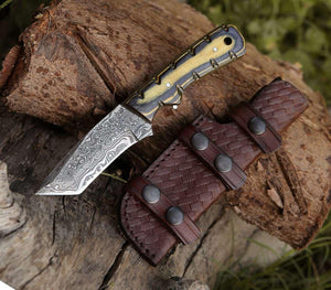 Marauder Damascus Tanto Knife with Pakkawood Handle - TRAPSKI