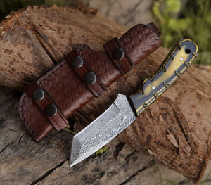 Marauder Damascus Tanto Knife with Pakkawood Handle - TRAPSKI
