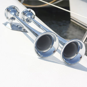 Marinco 12V Chrome Plated Dual Trumpet Air Horn - TRAPSKI