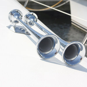 Marinco 24V Chrome Plated Dual Trumpet Air Horn - TRAPSKI