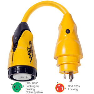 Marinco P30-503 EEL 50A-125V Female to 30A-125V Male Pigtail Adapter - Yellow - TRAPSKI