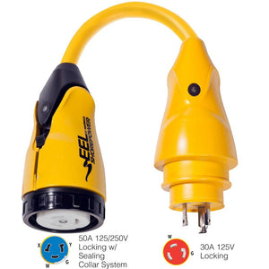 Marinco P30-504 EEL 50A-125/250V Female to 30A-125V Male Pigtail Adapter - Yellow - TRAPSKI
