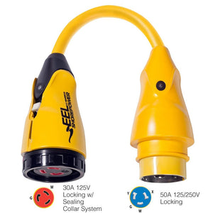 Marinco P504-30 EEL 30A-125V Female to 50A-125/250V Male Pigtail Adapter - Yellow - TRAPSKI
