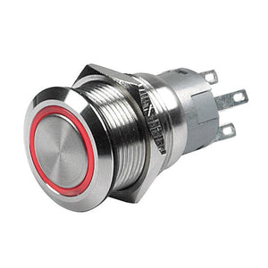 Marinco Push Button Switch - 24V Latching On/Off - Red LED - TRAPSKI