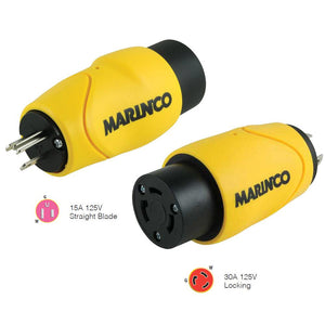 Marinco Straight Adapter 15Amp Straight Male to 30Amp Locking Female Connector - TRAPSKI